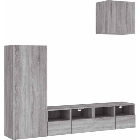 Maison Exclusive - 4-tlg. Wohnwand Grau Sonoma Holzwerkstoff