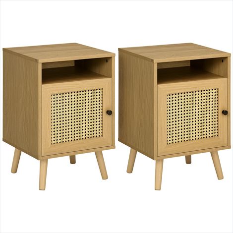 SunJet Table de chevet, table de nuit, avec placard porte cannage - Réf. FFJYW1PLNKII (1/5)