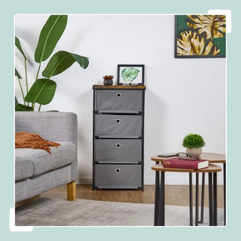 Chest of drawers in wooden design with fabric drawers (1/5)