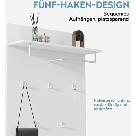 doporro Wandgarderobe, Garderobenpaneel mit 5 Haken, geeignet für Garderobe, Flur und Eingangsbereich,1087821.6cm, Gabo-01, Matt weiß
