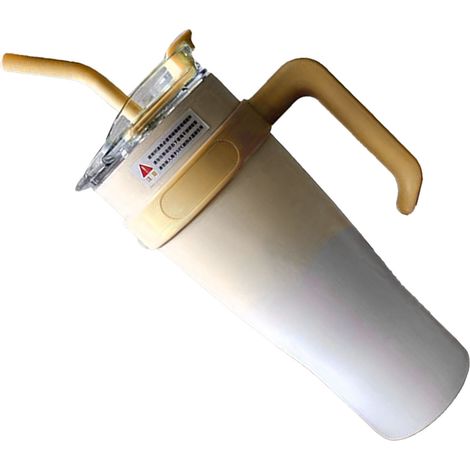 Mug isotherme de voiture en acier inoxydable 1250 ml avec paille, idéal pour les voyages et les activités de plein air, coloris jaune dégradé. (1/5)