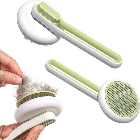 Brosse de toilettage autonettoyante pour chiens et chats - Élimine les poils morts et le sous-poil en un clic (1/5)