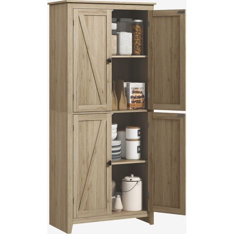 Mobile Cucina a 4 Ante con Mensole Regolabili e Base Rialzata in Legno 80x40x182cm
