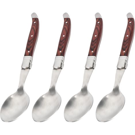 Ensemble de 4 couteaux à steak, noirs, à triple rivet, en acier inoxydable à lame fine et tranchante. Idéal pour la cuisine, le camping et les restaurants. Compatible lave-vaisselle. (1/5)