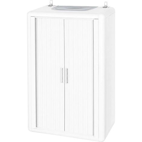 Mobile copricaldaia in PVC coibentato realizzato con materiale alveolato isolante e ignifugo - Misura 58,5x38,5x98 cm - Protezione per caldaia da appendere con apertura a serranda orizzontale - Bianco (1/5)