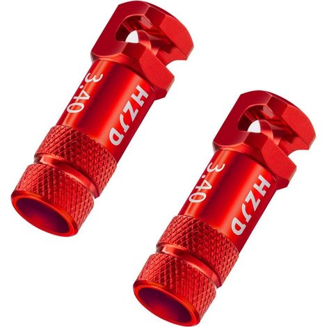 Bouchons de valve Presta vélo aluminium rouge avec outil extracteur de valve intégré (x2)