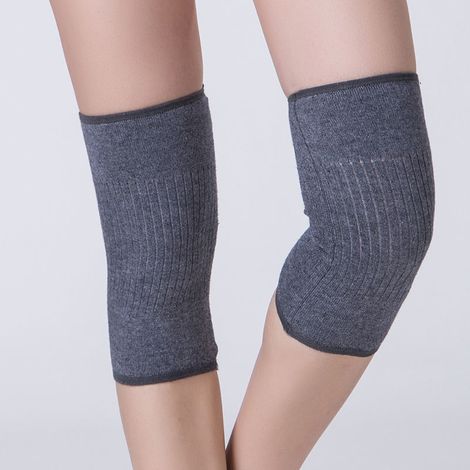 1 paire de genouillères d'hiver unisexes en cachemire, genouillères tricotées élastiques, genouillères pour l'arthrite, avec sangles de soutien, genouillères chaudes, adaptées au yoga, à la danse et à