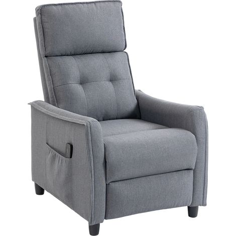 Poltrona Massaggiante 69x93x104 cm Reclinabile a 160° con Poggiapiedi e Telecomando Effetto Lino Grigio Chiaro (1/5)