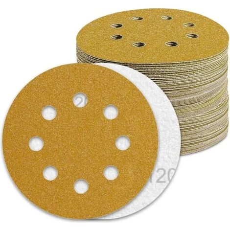 100 disques ponçage 125mm grain 120 - Papier abrasif pour ponceuse excentrique - Qualité professionnelle (1/5)