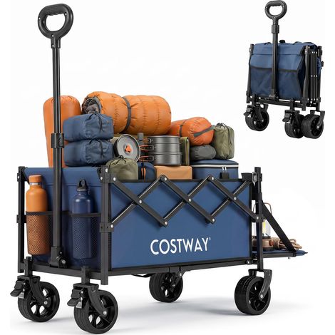 COSTWAY Carrello da Spiaggia, con Ruote Girevoli, 92 L, 150 kg (Blu) (1/5)