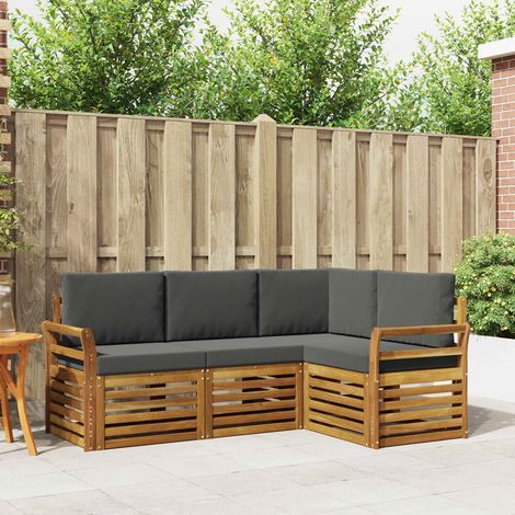 Sofagarnituren 4 pcs Natur und Anthrazit Massivholz Akazie