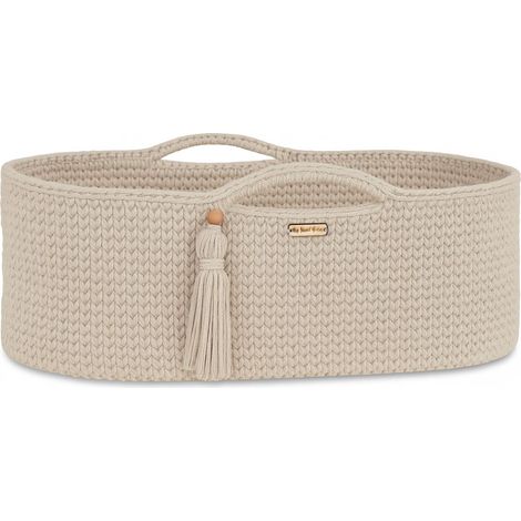 Cesta di Mosè in cotone BOHO fatta a mano con materasso - crema (1/5)