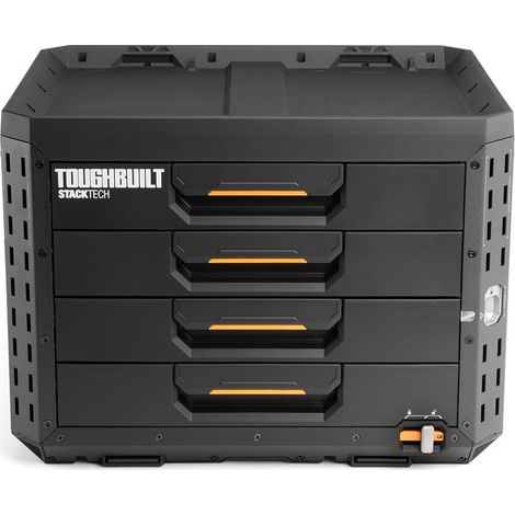 Toughbuilt – Malette stacktech 4 tiroirs avec fermeture – Dimensions 53 x 40,5 x 39,5 cm – Matériau résistant pour outils électriques