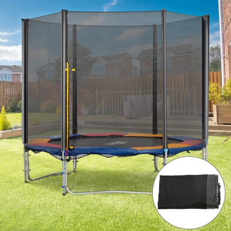 Noir 305x180 cm - Filet de sécurité de remplacement pour trampoline Ø305 cm doté de porte zippée pour 6 poteaux droits Ø