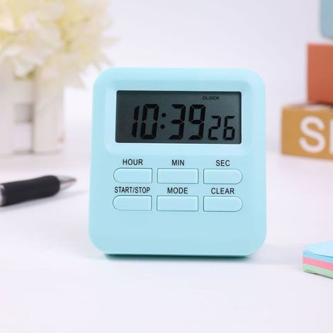 Minuterie Numérique avec Fonction d'Horloge/Réveil, Minuterie de Cuisine Digitale Dos Magnétique, Kitchen Timer Chronomètre Compte à Rebours Gestion du Temps pour Cuisine Étude (1/5)