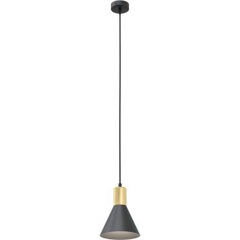 Lampada a sospensione Rosa in acciaio nero opaco e dettagli oro