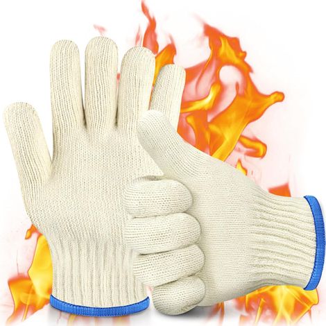 Gants de Cuisine, Gants Anti Chaleur Four avec Doigts, Gant de Barbecue Intérieur et Extérieur Coton Tricoté Épais, Résistants à la Chaleur jusqu'à 250 °C, pour Cuisson, Poêle en Fonte (1/5)