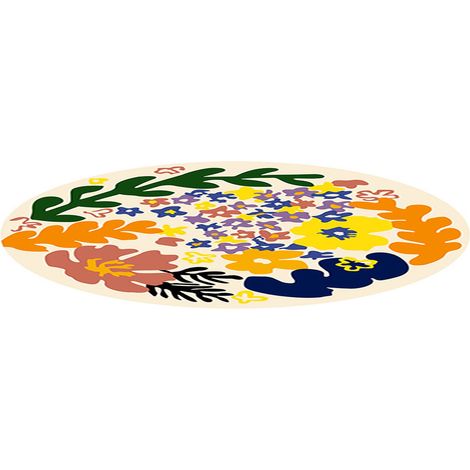 Tapis rond imprimé imitation cachemire pour salon, 60 x 60 cm, motif floral, idéal pour canapé ou table basse. (1/5)