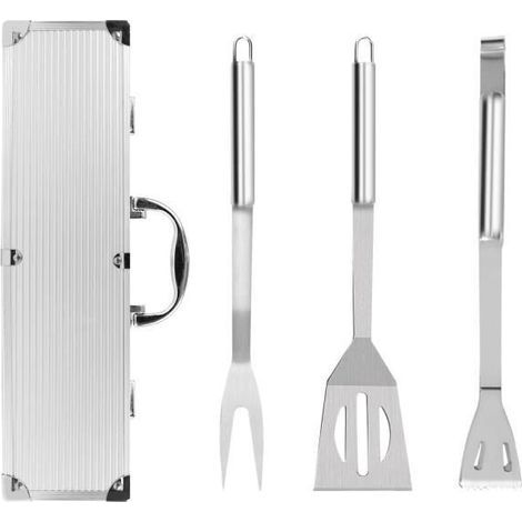 Grillbesteck-Set, Grillbesteck-Set, Aluminiumkoffer, 3 Edelstahl-Besteckteile, Material (1/4)