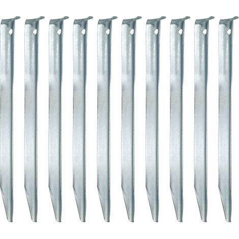 Lot de 10 sardines métalliques en V 230x23mm – Acier galvanisé pour terrains meubles – Fixation tentes camping – Résistantes aux intempéries – Amanka