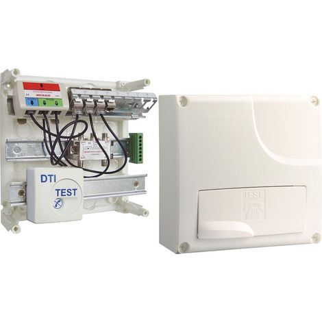 Michaud – Coffret de communication Grade 1 avec DTI – 4 prises RJ45 – Répartiteur TV coaxial 4 sorties – Dimensions 250x250x118mm