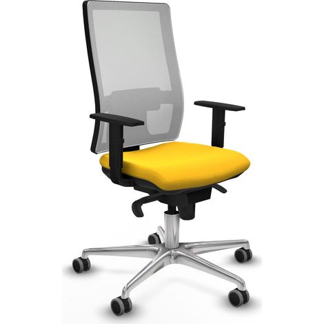 Horna sincro malla blanca similpiel amarillo brazos 1D base aluminio  ruedas 65mm engomadas