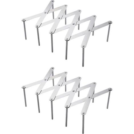 Lot de 2 étagères inox réglables couvercles – Support extensible casseroles, assiettes – Cuisine (1/5)