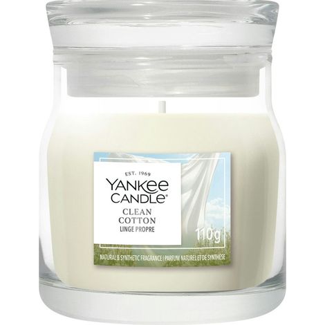 Candela Giara Piccola Signature Clean Cotton 110g Bianco Yankee Candle