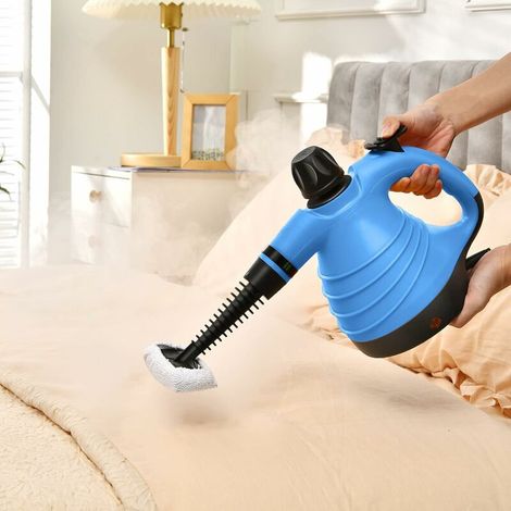 Nettoyeur a Vapeur Portatif Multi-usages sous Pression 1006W,Petit Nettoyeur Vapeur Portable Polyvalent,Mini Nettoyage Nettoyant,Cuiseur a Vapeur Portable avec 9 Accessoires (Bleu, Modele B) (1/5)