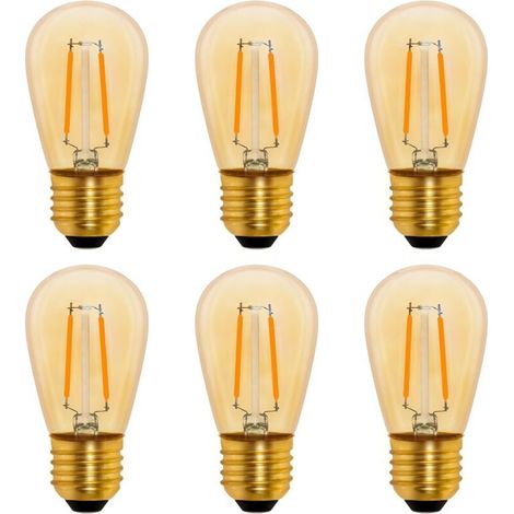S14 Ampoule LED à Filament Vintage E27. 1W Amber Edison Remplacement 10W Incandescence. Non Dimmable. Blanc Chaud 2200K. AC 220V. Lot de 6 (1/5)