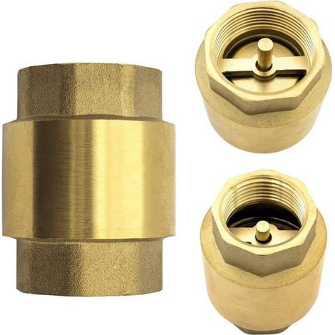 1 Clapet anti-retour eau, Laiton, Connexion BSPT, 2 ports, Pour plomberie (1/4)