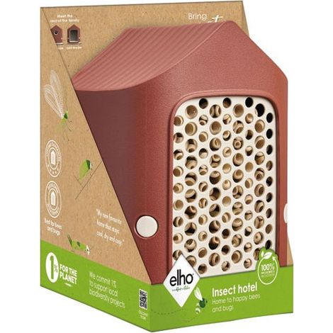 ELHO Cosy Hôtel à insectes 18 cm Rouge Toscane en plastique recyclé (1/3)