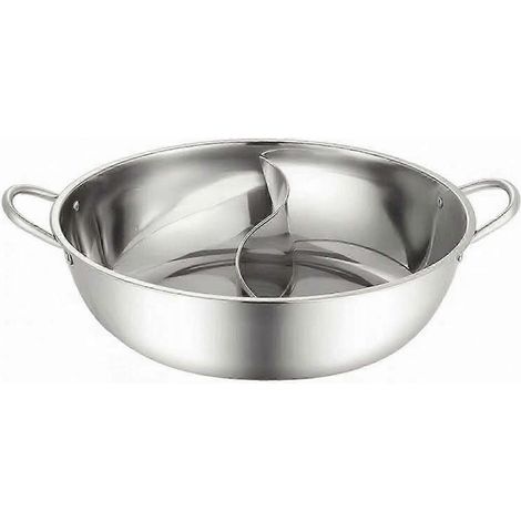Marmite compartimentée en acier inoxydable avec louches batterie de cuisine double saveur - 34 cm sans couvercle (1/5)