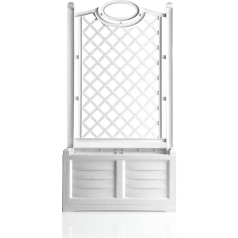 Frankystar – Jardinière séparée 80 cm en PEHD effet bois 3D – Couleur blanche – Résistante aux intempéries – Fabrication italienne