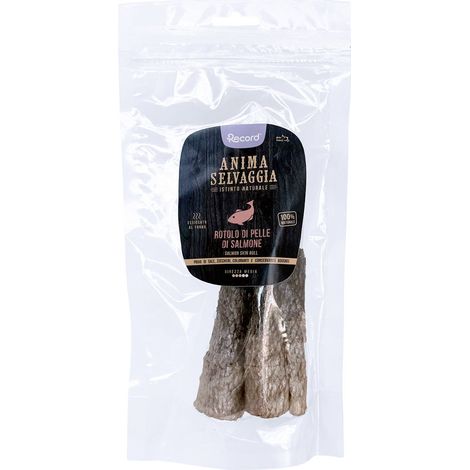 Anima selvaggia snack rotolo di pelle salmone 50g per cani (1/2)