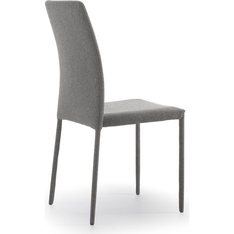 Sedia Leda Design Moderno in Tessuto Easy-Clean Grigio Scuro - Struttura in Metallo Rivestito - Seduta per Sala da Pranzo - OM/502 (1/5)