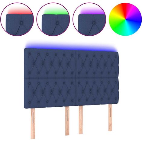 Maison Exclusive - Cabecero con luces LED tela azul 160x7x118/128 (1/5)