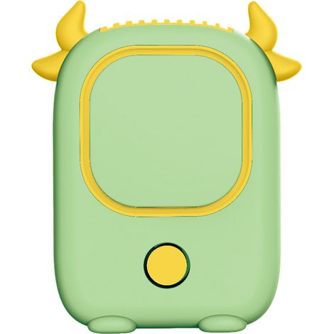Tragbarer, klingenloser Nackenventilator, USB-aufladbar, Mini-Tischventilator im Taschenformat, grüner Dämonen-Typ