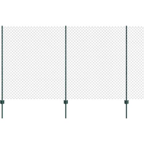 Grillage rouleau， Clôture avec poteaux Vert 1.4 x 10 m Acier