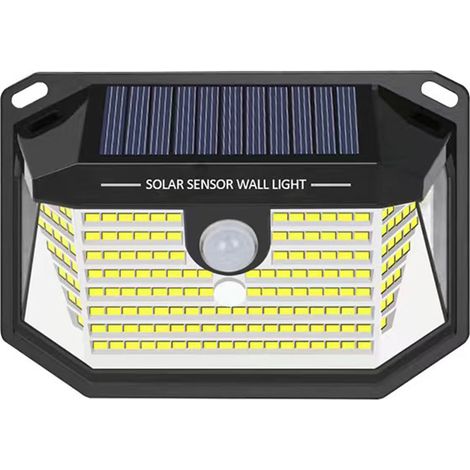 Lampes solaires LED à détecteur de mouvement, étanches IP64, pour portail, entrée, cour ou jardin. Éclairage extérieur de sécurité pour portail, porte, cour ou jardin. (1/5)