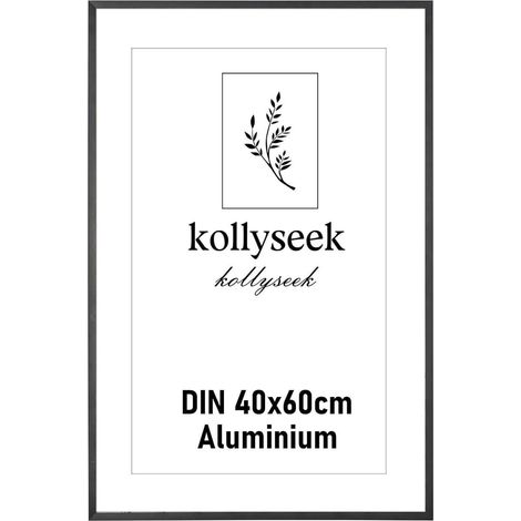 Kollyseek Aluminium Bilderrahmen 40x60 cm Schwarz Acrylglas Passepartout (1/5)