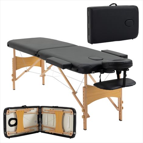 Appareil de massage Massage table pliable 2 zones bois hêtre (1/5)