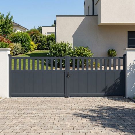 Portail battant aluminium 400x140 cm anthracite motorisable (1/5)