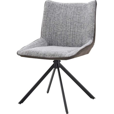 Chaise Kilora - tissu texturé et éffet Daim avec pieds métal noir-Gris clair (1/5)