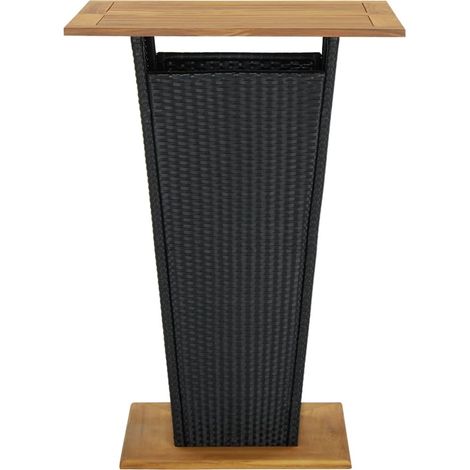 Table de jardin,Table de bar Noir 80x80x110 cm Résine tressée et bois d'acacia CFW92995 (1/5)