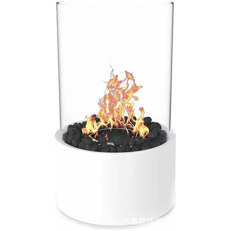 GROOFOO Bioethanol-Tischkamin, Heizkamin, tragbarer Heizofen für drinnen und draußen, Geschenkidee für Haus und Garten (Weiß) (1/5)