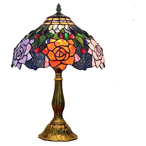 MINKUROW Tischlampe mit Schirm, Buntglas, Retro-Hochzeitsgeschenke, einfache und moderne kreative Mode für Schlafzimmer, Wohnzimmer, Büro, Dekoration, Café (1/5)