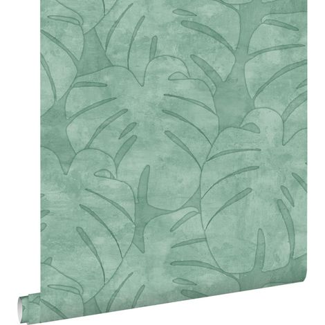 papier peint feuilles de monstera vert menthe - ESTAhome (1/5)