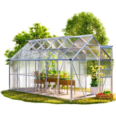 GARDEBRUK® Invernadero Jardín Exterior 3,6m²-7,2m² Puerta Corredera Ventanas Abatibles Cultivo Tomates Plantas 380x190x195cm (de)