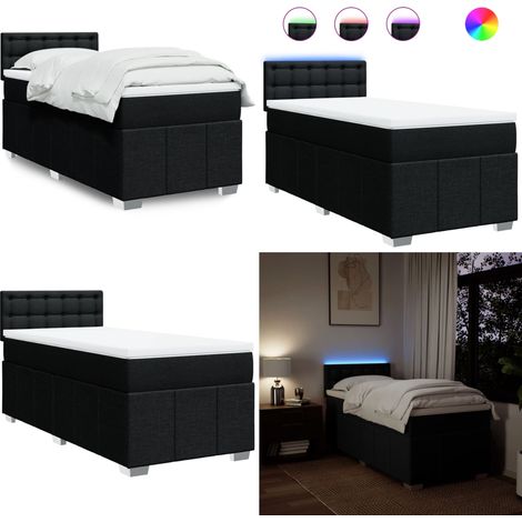 vidaXL Boxspringbett mit Matratze Schwarz 100x200 cm Stoff